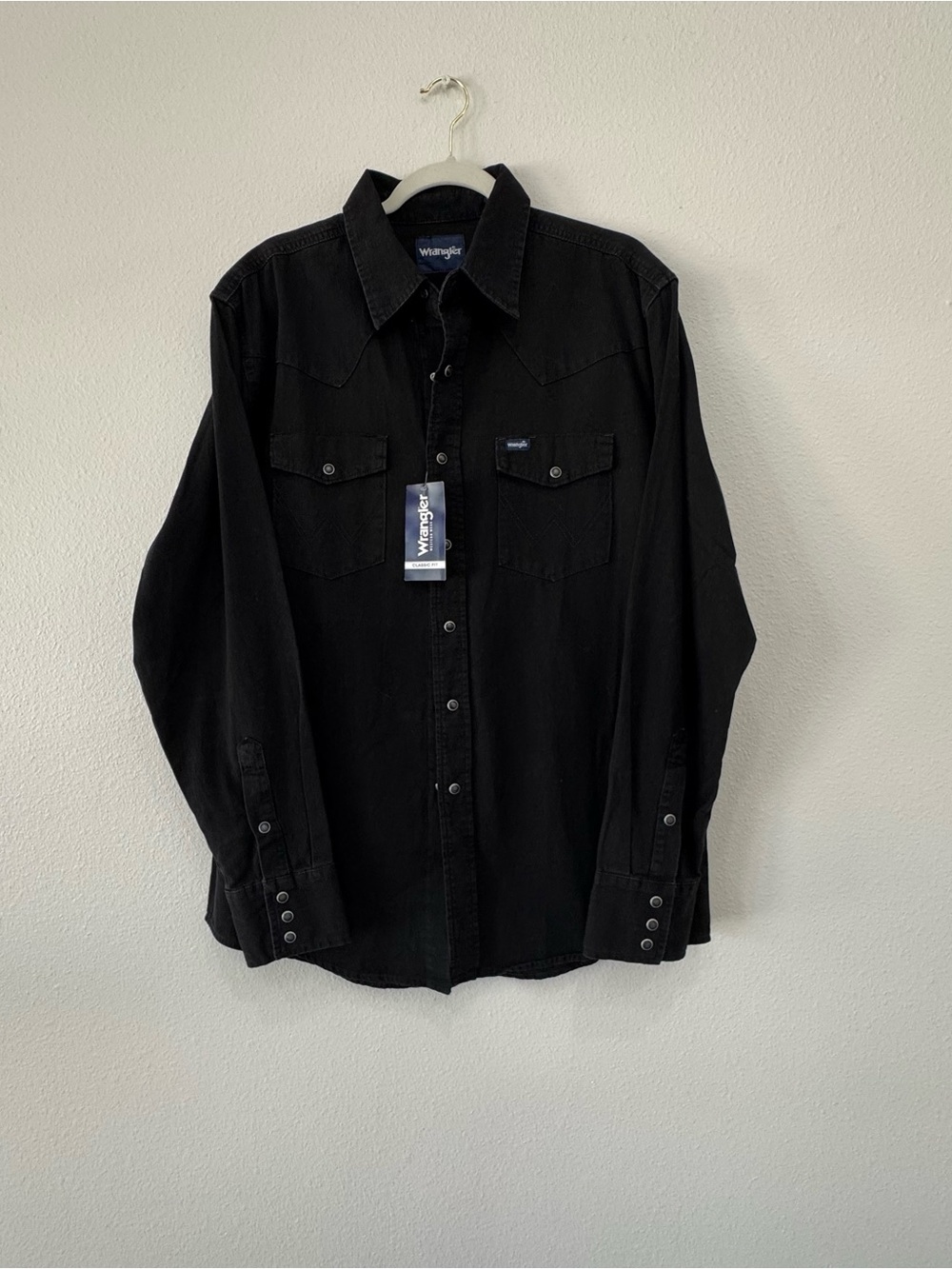 NWT Wrangler Men's Classic Denim Western Pearl Snap Shirt Large